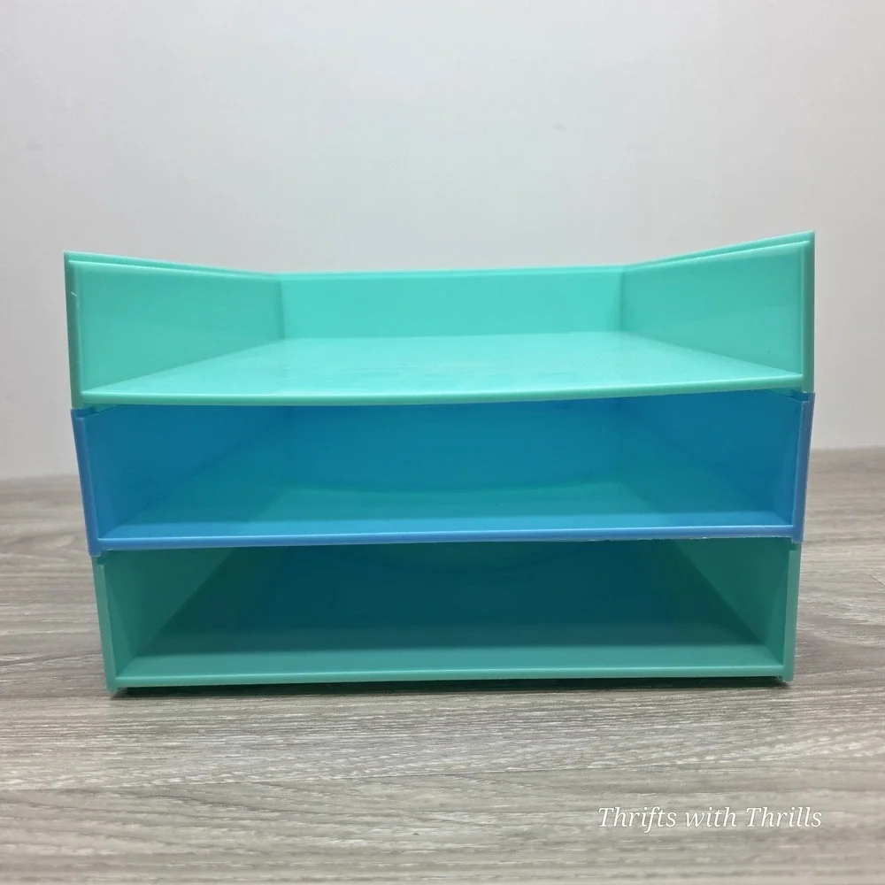 Set Of 3 Stacked‎ Desk Set, Aqua Letter Trays - Stay Organized 2026!